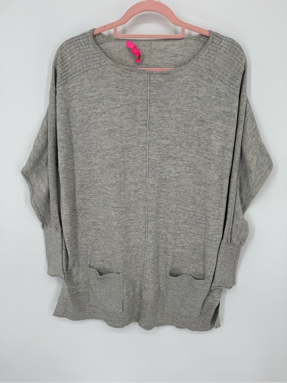 Lilly Pulitzer Heather Gray Scoop Neck Lightweight Sweater Minimalist Capsule XS